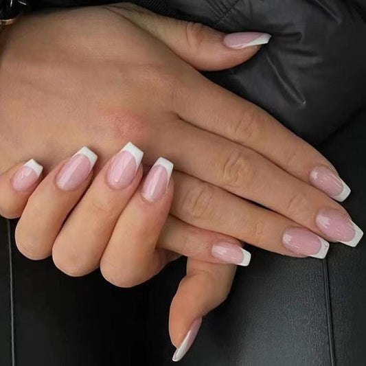 Princess Vibes Medium Square White French Tips Press On Nails