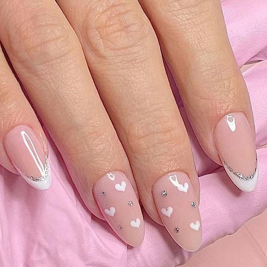 Set It Down Short Oval White French Tips Press On Nails