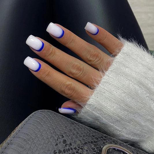 Breathe In Medium Square White Glossy Press On Nails