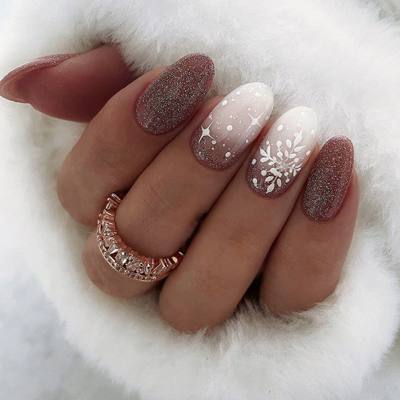 Winter Wonderland Medium Oval Red Winter Press On Nails