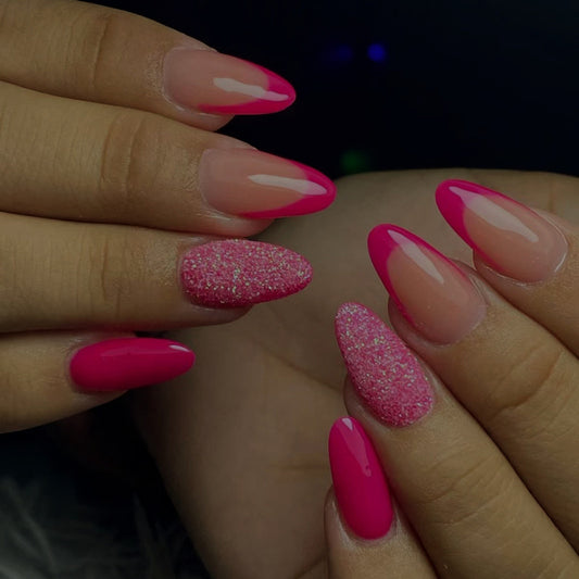 Taste Test Medium Almond Pink Glitter Press On Nails