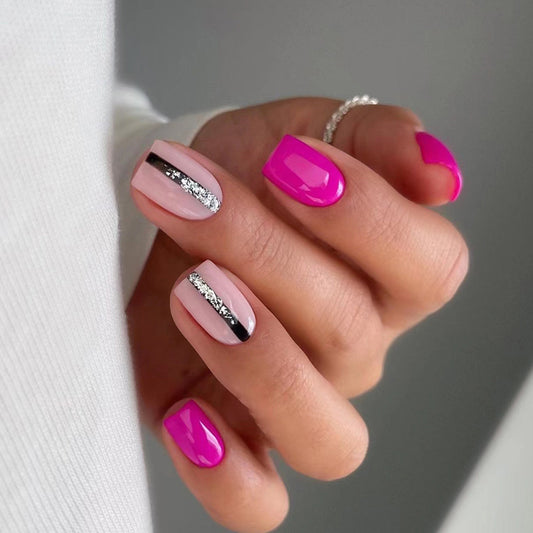 Barbie Formal Short Square Pink Everyday Press On Nails