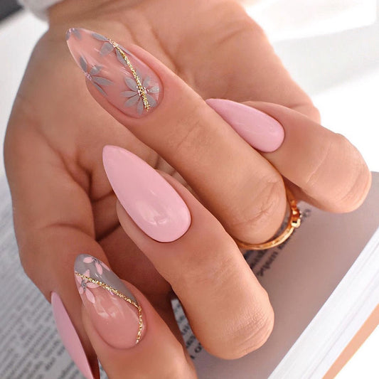 Refreshing Medium Almond Pink Vacation Press On Nails