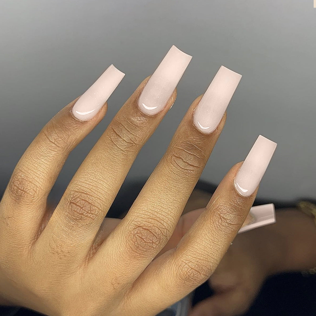 Classic Chic Extra Long Square Milky White Press-On Nail Set with Matte Finish