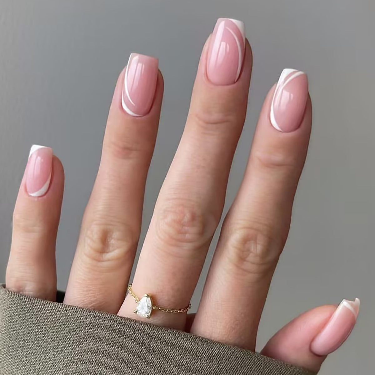 Elegant Affair Medium Square Soft Pink Press On Nail Set with Gloss Finish