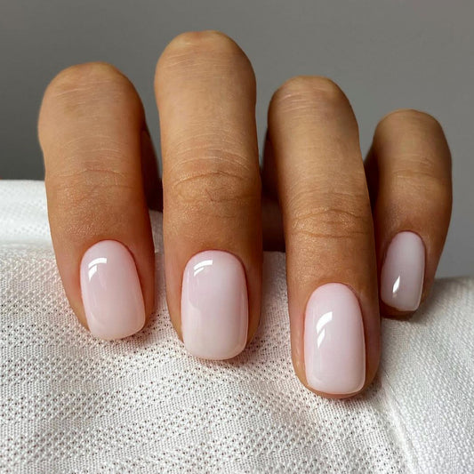 Simply Chic Short Squoval Baby Pink Press On Nails with Natural Finish