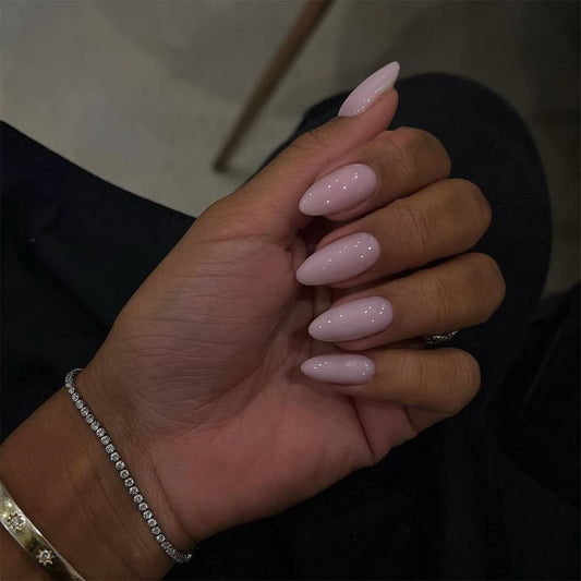 Sophisticated Almond Long Lilac Press On Nails with Sparkling Accents