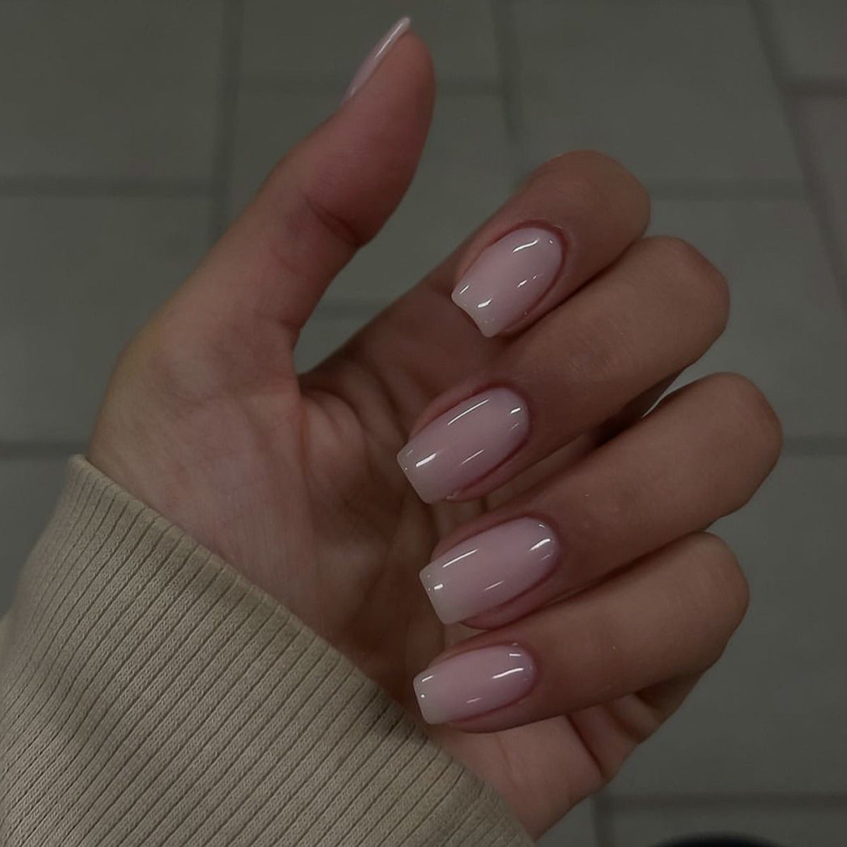 Elegant Charm: Medium Square Lilac Press-On Nails with High-Gloss Finish