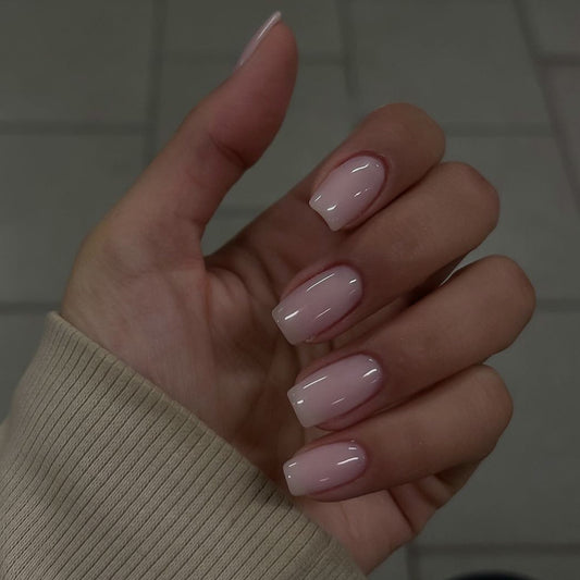 Elegant Charm: Medium Square Lilac Press-On Nails with High-Gloss Finish