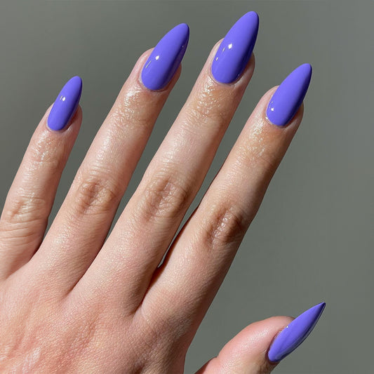 Majestic Matte Long Almond Royal Blue Press On Nail Set with Glossy Finish