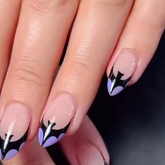 Vampira Medium Almond Purple Halloween Press On Nails