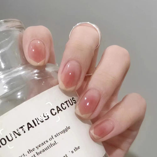 Elegant Romance Medium Square Beige Press On Nail Set with Natural Look Finish