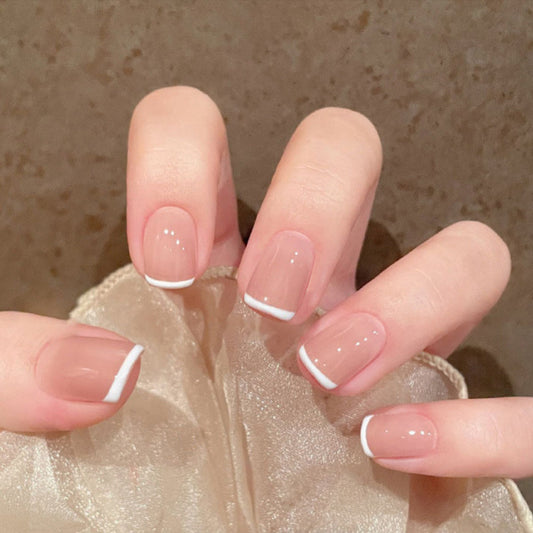 Little Frenchie Short Square White French Tips Press On Nails