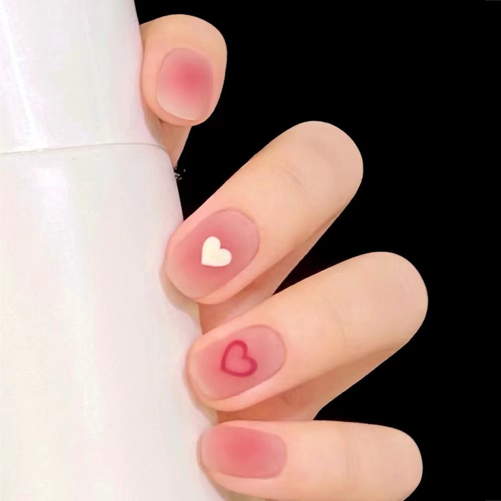 Valentine's Day Romance Short Square Pink Press On Nail Set with Heart Accents