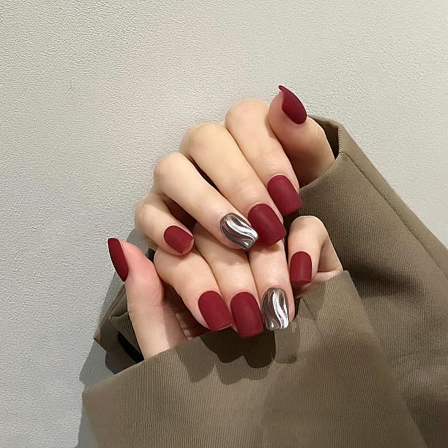 Rule The Land Medium Square Red Everyday Press On Nails