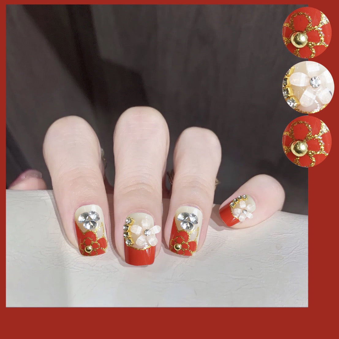 Hawaiian Life Short Square Red Vacation Press On Nails