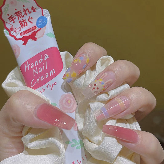 So Sweet Bunny Medium Coffin Multicolor Cute Press On Nails