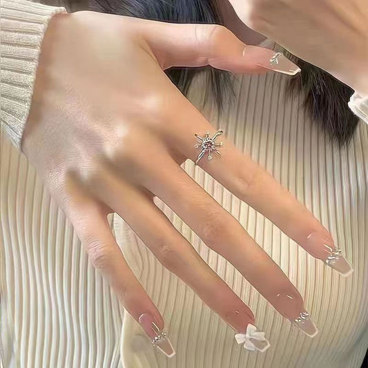 Jelly Babe Long Coffin Beige Pearls Press On Nails