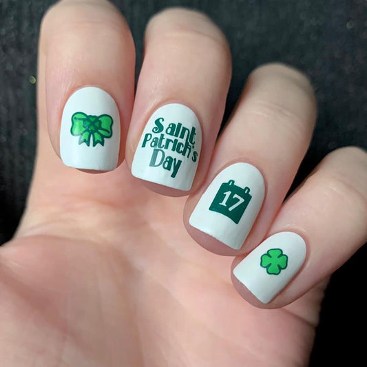 Saint Patty's Short Square White St. Patrick's Day Press On Nails
