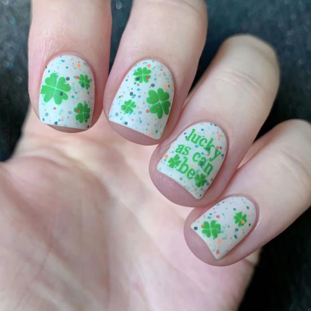 Lucky Charms Short Square Green St. Patrick's Day Press On Nails