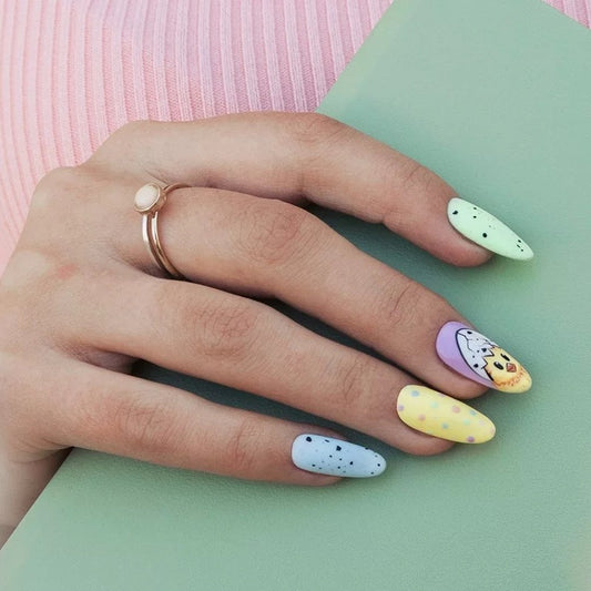 Egg Hunt Medium Oval Multicolor Easter Press On Nails