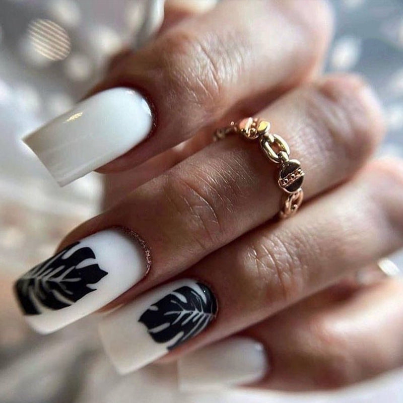 Palm Vacay Short Square White Vacation Press On Nails