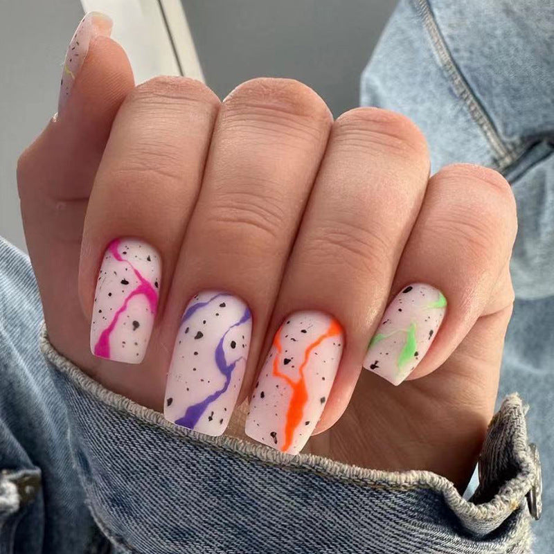 No Scandal Medium Stiletto Multicolor Abstract Press On Nails