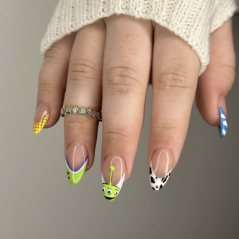 The Claw Medium Almond Green Cartoon Press On Nails