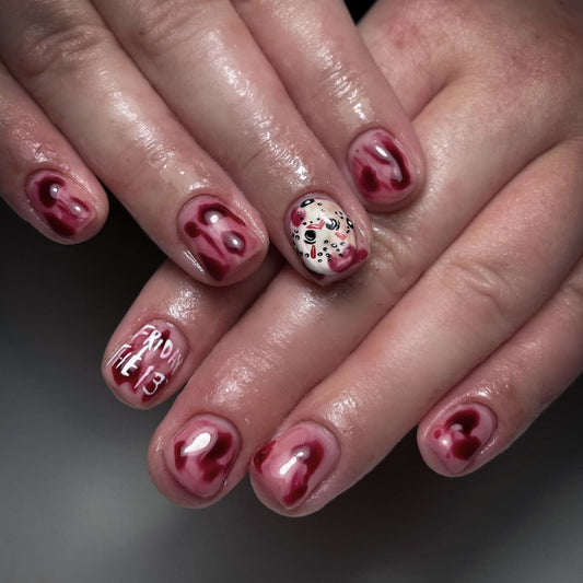 Friday Short Squoval Red Halloween Press On Nails