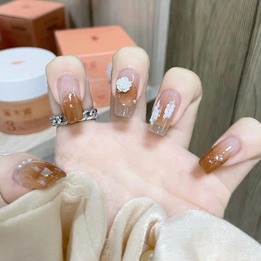 Antiromantic Medium Square Orange Jelly Press On Nails
