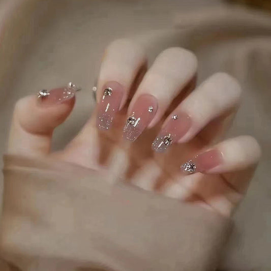 Reap The Rewards Long Coffin Silver Glitter Press On Nails