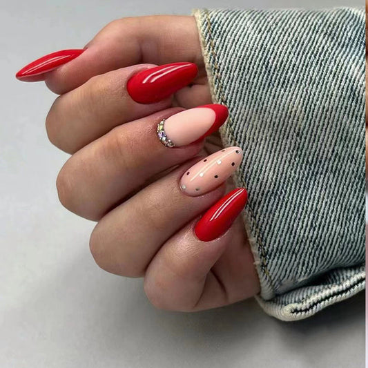 Queen Court Medium Oval Red Everyday Press On Nails