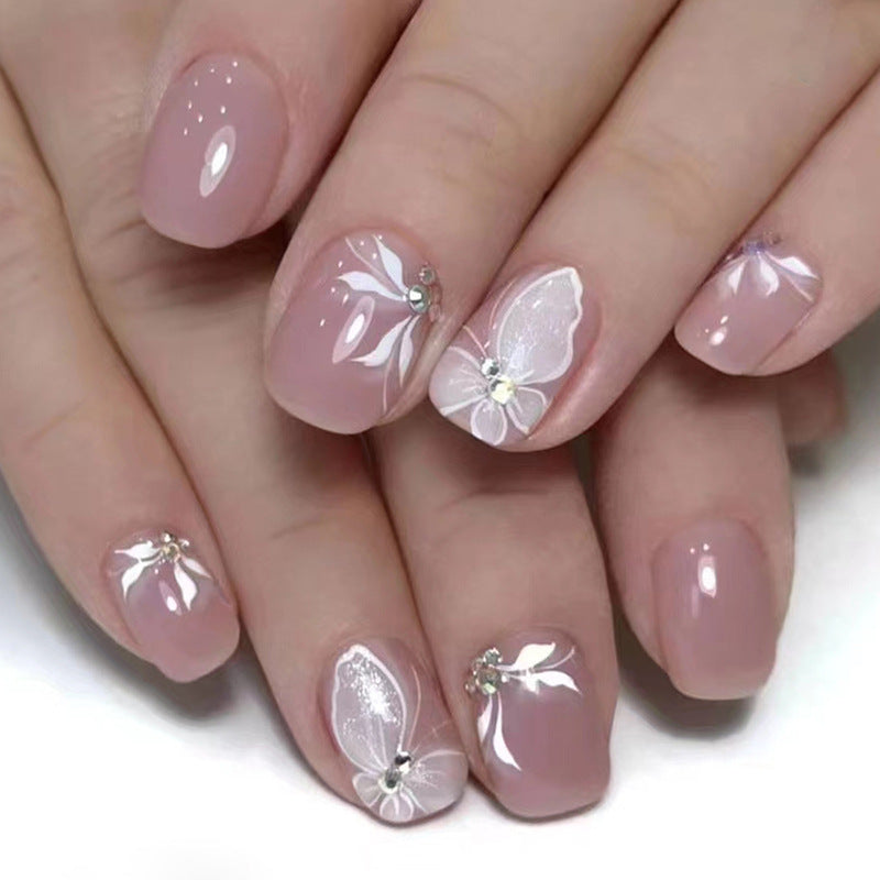 Rest Up Short Square Pink Glossy Press On Nails