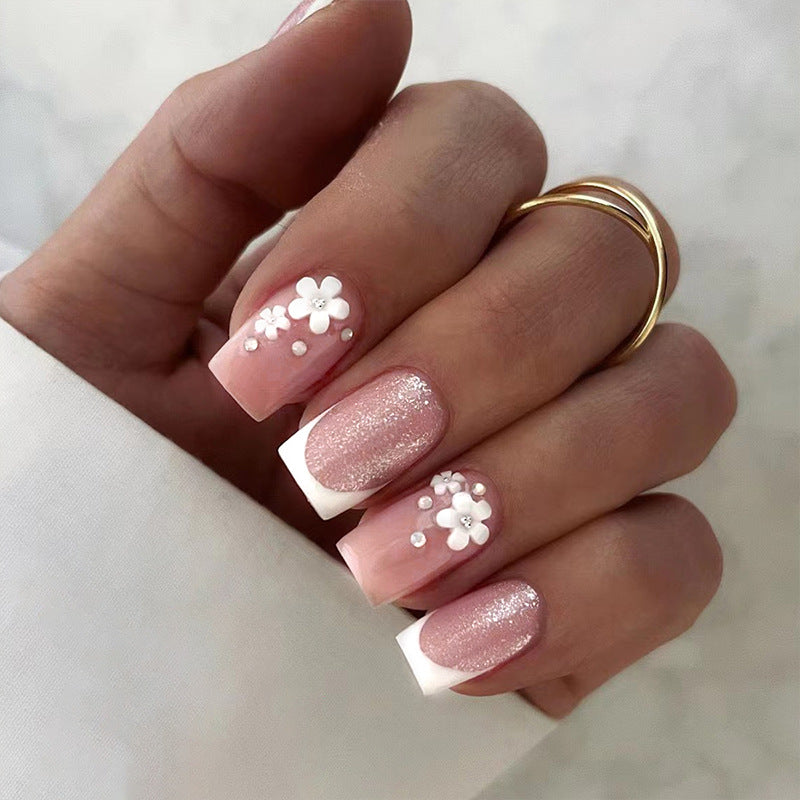 Island Time Medium Square White Vacation Press On Nails