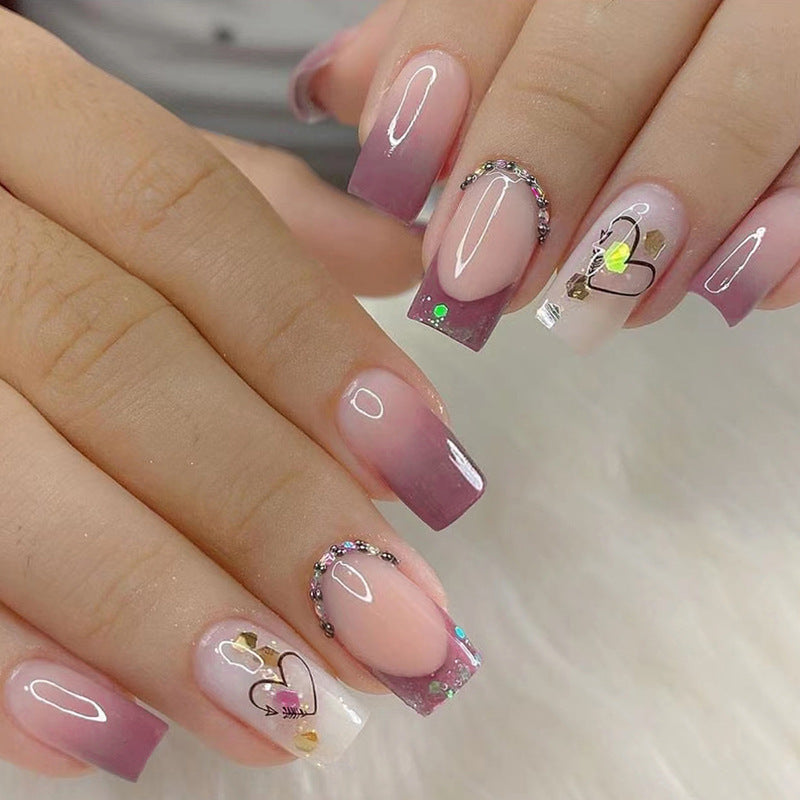 Every Morning Medium Square Purple Cartoon Press On Nails