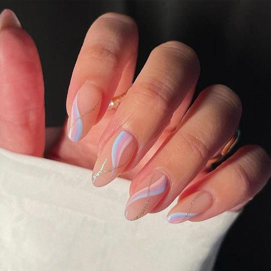 Hot Minute Short Almond Pink Groovy Press On Nails