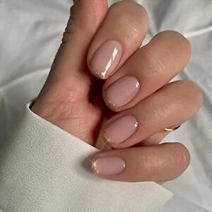 Just A Stunner Short Oval Beige French Tips Press On Nails